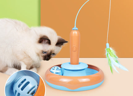 SpinFeather™ – 2-in-1 Interaktives Katzen-Karussell mit Feder